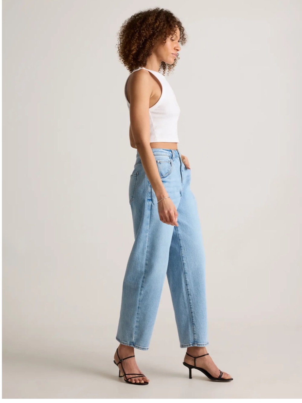 Women's Quince Bella Stretch Barrel Jeans Light Denim Size 29 - Picture 4 of 13